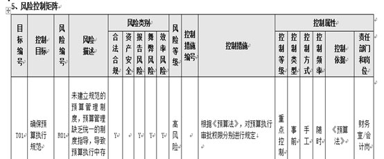 內(nèi)控風(fēng)險(xiǎn)控制矩陣